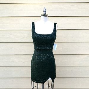 NWT B. Darlin Forest Green lace sequins Dress